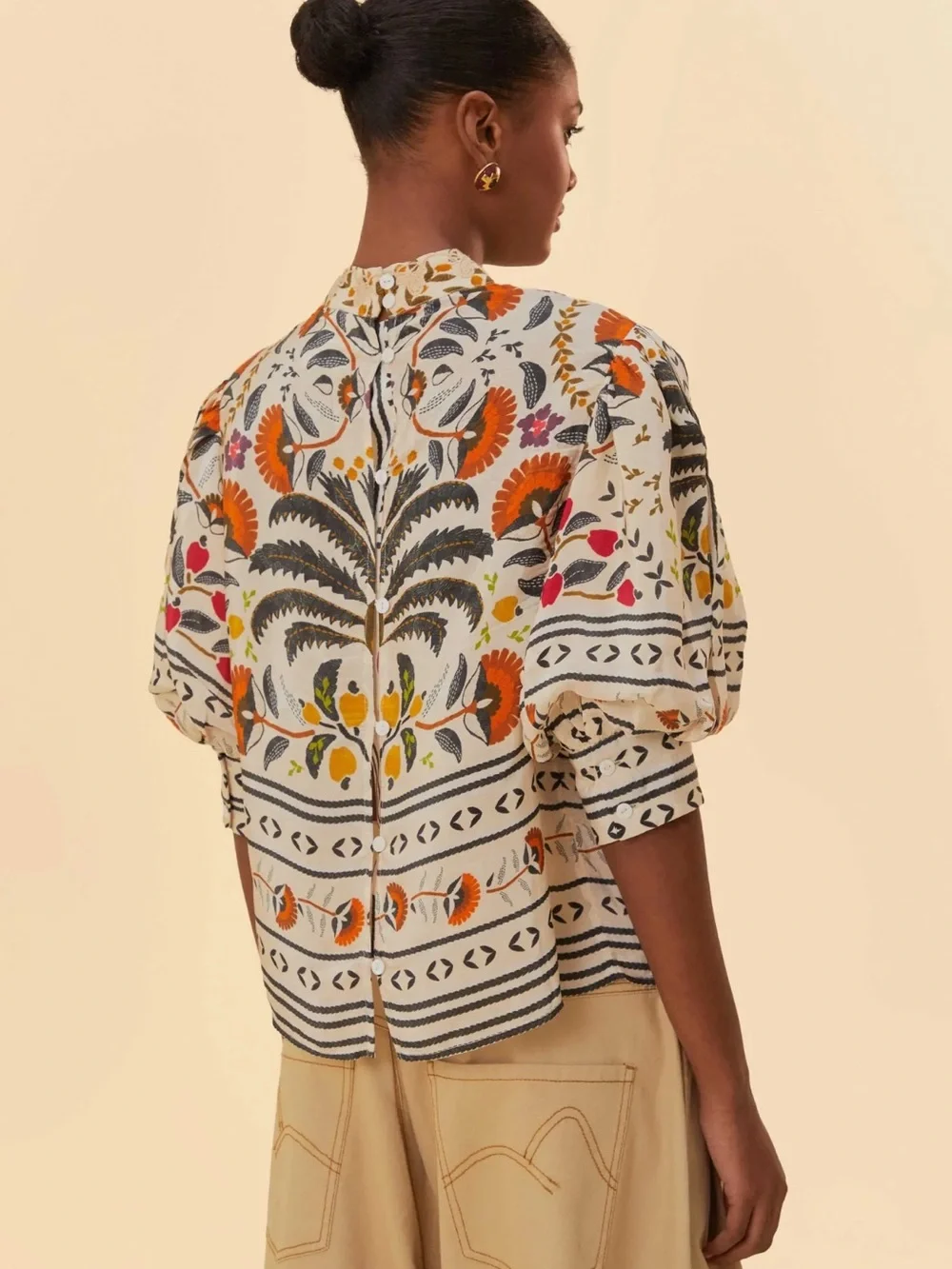 FARM Rio Sand Palms Paradise High Neck Blouse